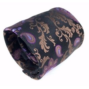 Volare Collection Silk Hand Stitched Italy Purple Brown Paisley Luxury Tie